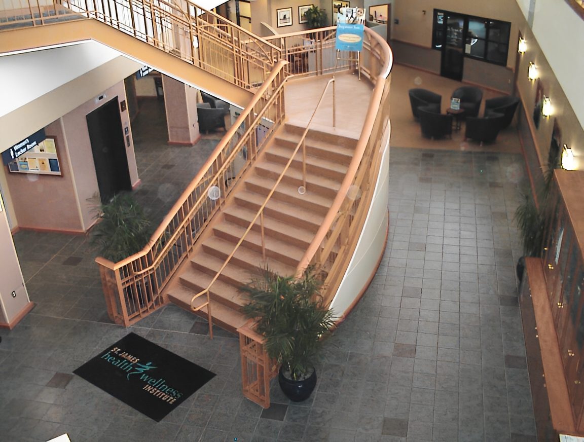 Elegant staircase in hotel lobby